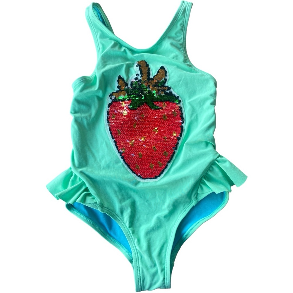 Beach Lingo Girls Glitterati Flip-Sequin Strawberry One-
Piece Swimsuit Sz 2T